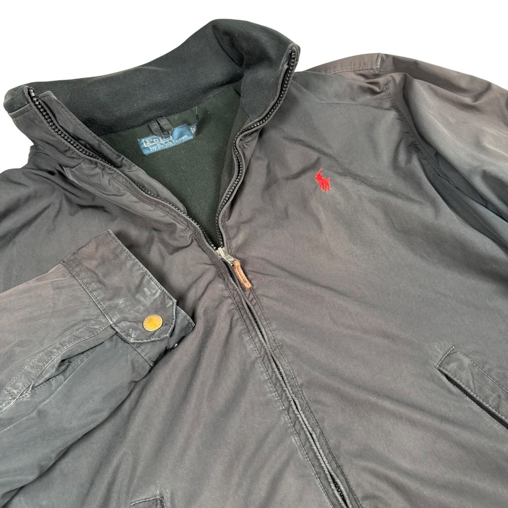 Polo Ralph Lauren Mens Harrington Jacket Black Fleece Lined Red Pony XL FAIR